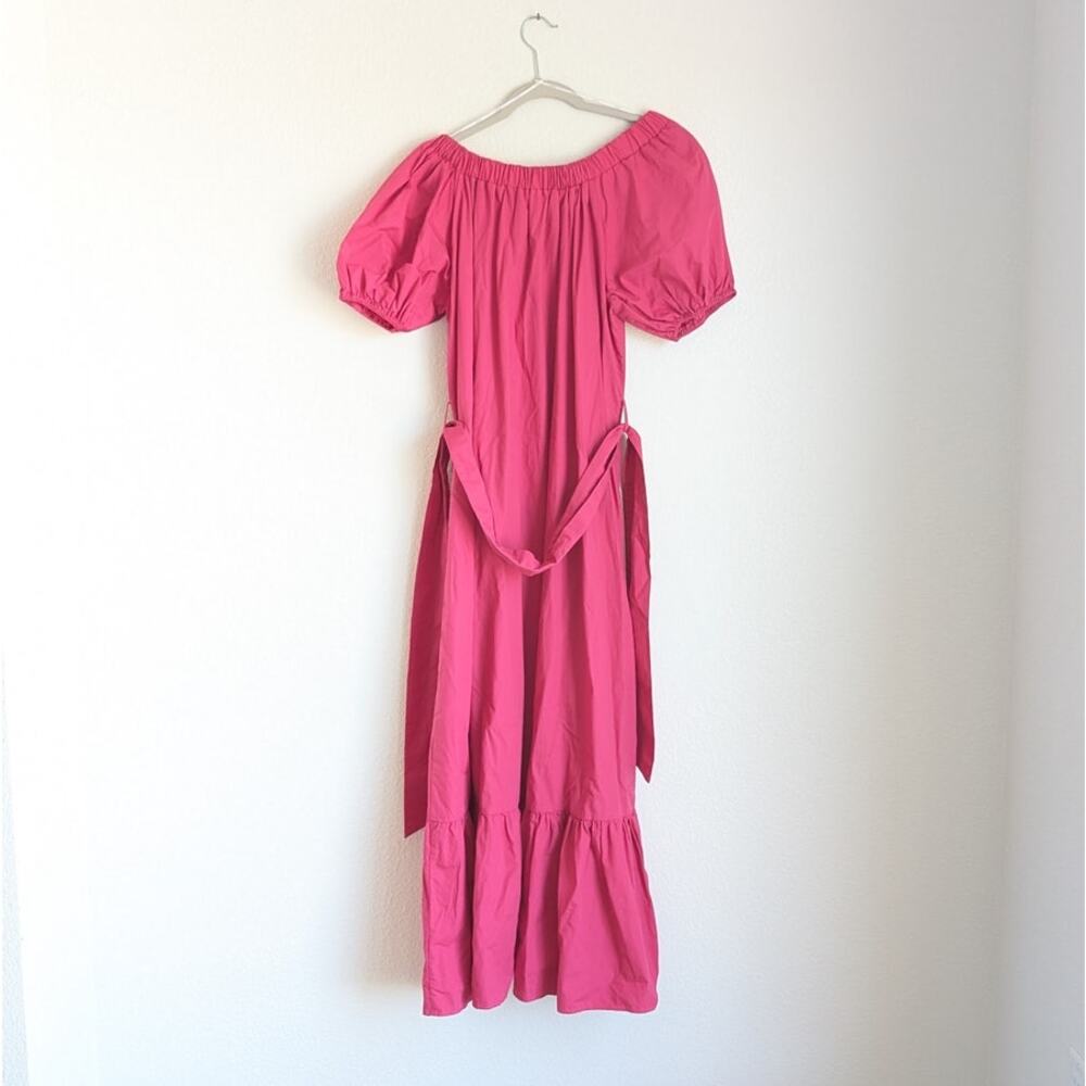 Elliatt Lilith Bardot Neck Off Shoulder Cotton Midi Dress in Fuschia, size S - Picture 3 of 9